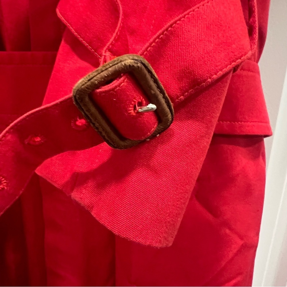 😻🇬🇧 Burberry Gorgeous Red Trench Coat with Removable Warm Liner & Tie Belt W8 - Picture 4 of 14